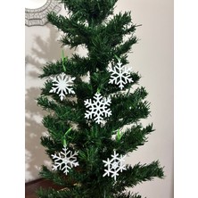 Odamdan 5'li Set Beyaz Kar Tanesi Yılbaşı Ağaç Süsü (Yeşil Askı Klipsli)