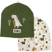 Hellobaby Hellobaby Erkek Bebek 2li Örme Bere Dinozor Baskılı