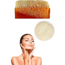 Nadom 2'li Doğal Set Kabak Lifli Ballı Sabun Peeling Bakım Sıkılaştırma Akne Temizleme Lifli Yüz Pedi