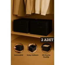 Luxway Home Siyah Tela Kumaş Katlanabilir Kolay Kurulum Dik Duran Hurç 35X42X23 Saklama Düzenleyici