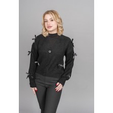 MissVina Esta Fiyonk Detaylı Triko Yün Ceket Hırka 25507