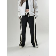 Cocopelli Şeritli Yırtmaç Detaylı Siyah Kadın Eşofman COC2644