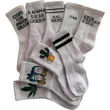 Çorap Dünyam 9'lu Seri Yazili Neşeli Kolej Tenis Çorap