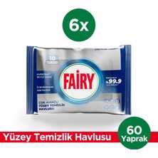 Fairy Platinum Antibakteriyel Yüzey Temizlik Havlusu 10 Yaprak 6 Adet | Beyaz Sirke & Karbonat