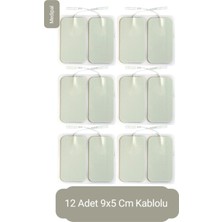 12 Adet 9x5 cm Universal Büyük Boy Kablolu Tens Pedi Yedek Elektrot Seti
