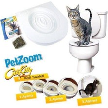 Feyza Design Pet Zoom Kedi Tuvaleti Eğitim Seti, Klozet Kapağı ve Alıştırıcı Dahil