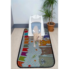 Feyza Design Büyük Boy Elekli Tuvalet Önü Desenli Kedi Kumu Paspası 60X120 cm