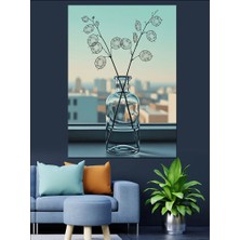 Artmeg Pencere Önü Vazo Çiçek Dekoratif Kanvas - Mdf Ahşap Tablo