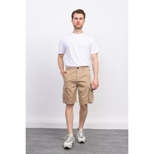 Koyu Krem Cepli Kargo Şort