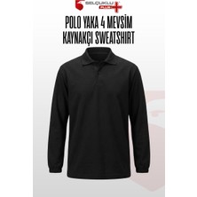 Selçuklu Plus Polo Yaka Kaynakçı Sweatshirt Siyah – Ön Yüz Kot Kumaş Arka Penye İş Elbisesi