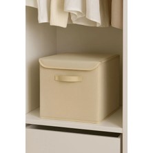 Luxway Home Krem Kapaklı Dolap Içi Çamaşır Oyuncak Düzenleyici Katlanır Kapaklı Saklama Kutusu 30X30X30