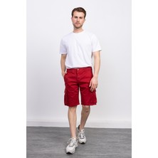 2416 Bordo Cepli Kargo Şort