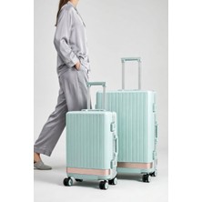 Zeplin Aura Pc Policarbon 2'li Valiz Seti (Kabin ve Orta) Mavi