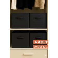 Luxway Home 4’lü Siyah Kumaş Dolap Içi Düzenleyici Kutu - 30X30X30 cm Katlanabilir Çok Amaçlı Saklama Kutusu