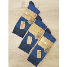 Ünlü Çorap Erkek Yün Çorap Desenli 3 Çift Dikişsiz