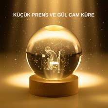 Egecen Küçük Prens Cam Küre USB Işıklı Ahşap Standlı Büyük Boy - EC001Z-56E7F9