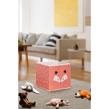 Luxway Home Tilki Baskılı Kiremit Renk Kapaksız Kumaş Saklama Kutusu – 30X30X30 cm Oyuncak ve Eşya Düzenleyici