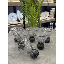 Cam Ayaklı Dondurmaluk Siyah 6 Lı