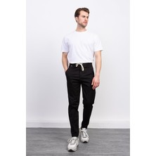 Siyah Ipli Chino Pantolon-Çıtçıt Cep Detaylı