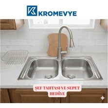 EC-322-D Paslanmaz Çelik Mutfak Evyesi - 50X86 Desenli