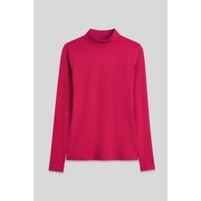 Pembe Balıkçı Yaka Basic Uzun Kollu Kadın Body - 97306
