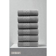 Anılsan 6'lı Rita Antrasit El Havlusu - 50x90 Cm, 240Gr, %100 Pamuk, Spa Ve Otel Havlusu