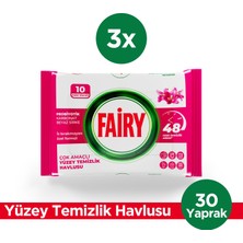 Fairy Çok Amaçlı Yüzey Temizlik Havlusu 10 Yaprak 3 Adet | Lilyum Çiçeği| Beyaz Sirke & Karbonat