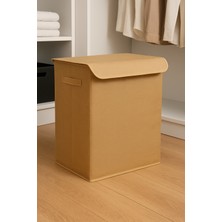 Luxway Home Bej Kapaklı Katlanır Kirli Çamaşır Çocuk Odası Oyuncak Saklama Kutusu Sepet 40X50X30