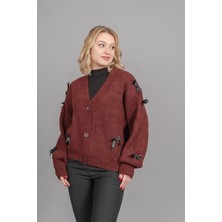 MissVina Esta Fiyonk Detaylı Triko Yün Ceket Hırka 25507