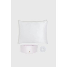 Dore & Rose Serenity Ipek Uyku ve Bakım Seti – Beyaz | %100 Mulberry Ipek Set, Uyku Maskesi, Yastık Kılıfı & Scrunchie, Cilt & Saç Dostu Hediye Seti