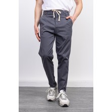 Lacivert Ipli Chino Pantolon-Çıtçıt Cep Detaylı