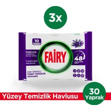 Fairy Çok Amaçlı Yüzey Temizlik Havlusu 10 Yaprak 3 Adet | Lavanta Yağlı | Beyaz Sirke & Karbonat
