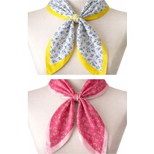 Aida Jewelss 2 Li %100 Pamuklu Bandana Seti Özel Desen Bandana Fular Çanta Aksesuarı Bandana 45x50 Cm