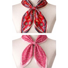 Aida Jewelss 2 Li %100 Pamuklu Bandana Seti Özel Desen Bandana Fular Çanta Aksesuarı Bandana 45x50 Cm