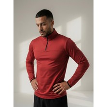 CLAW UP WORK SCUBA HALF ZIP SWEAT | WINE BORDEAUX  (Slim Fit Yarım Fermuarlı Scuba Sweatshirt)