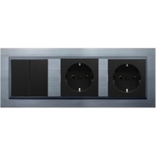 Huzur Elektrik Ovivo Quantum Gümüş 3'lü Set Komütatör, Topraklı Priz ve Topraklı Priz Set