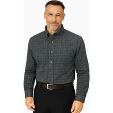 BURSPA Rahat Kesim Çizgili Kareli Kışlık Erkek Baba Gömlek