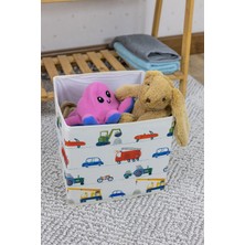 Luxway Home Araba Desenli Kapaksız Oyuncak Kutusu Dizenleyici Organizer Kutu 30 x 30 x 30