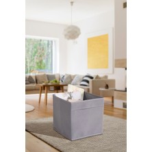 Luxway Home Gri Kapaksız Kutu Oyuncak Kitap Eşya Saklama Kutusu Düzenleyici 30X30X30