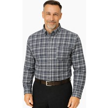 BURSPA Rahat Kesim Çizgili Kareli Kışlık Erkek Baba Gömlek