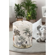 Luxway Home Safari Baskılı Çok Amaçlı Ağzı Büzgülü Oyuncak Kirli Çamaşır Katlanır Düzenleyici Sepet 37X40