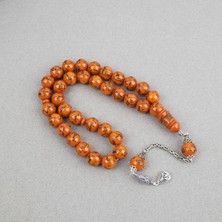 Lapisdo Sıkma Kehribar Allah cc 99 Ismi Yazılı 925AYAR Gümüş Püsküllü Küre Kesim 14MM Tesbih