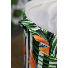 Luxway Home Tropikal Yaprak Desenli Fileli Çamaşır Havlu Kirli Sepeti 37 x 40