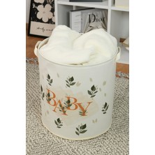 Luxway Home Baby Yazı Baskılı Büzgüsüz Kumaş Oyuncak ve Kirli Çamaşır Sepeti – 32X40 cm Katlanabilir Düzenleyici