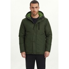 D1fference İçi Astarlı Su ve Rüzgar Geçirmez Cepli Kapüşonlu Erkek Mont