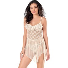 Aria's Closet Arias Closet Fildişi Kısa Tül Gecelik