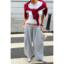 BSBSPOR Erkek / Kadın Bol Tarz Baggy Kalın Şardonlu Lastikli Paça Eşofman Altı Gri / Siyah / Antrasit