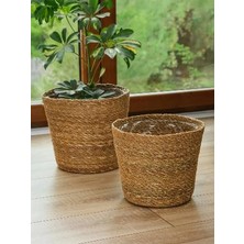 Neo Concept- 2'Li 19x14x12cm. Bambu Hasır Saksı Altı Poşetli SepetlerBüyük Boy