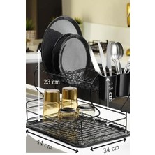 Storemax Ömür Boyu Paslanmaz Bulaşıklık Bulaşık Sepeti Ikili Tabaklık Termo Plastik Kaplama Siyah