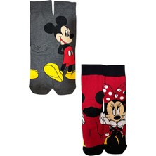 Al Bi 90Lık 2'li Set Mickey Mouse ve Mini Mouse Pamuklu Çorap